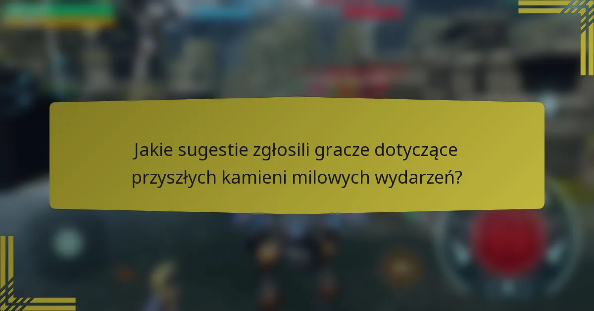 Jakie sugestie zgłosili gracze dotyczące przyszłych kamieni milowych wydarzeń?